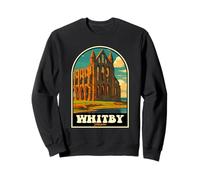 Whitby Yorkshire - Vintage Travel Art dell'iconica Abbazia Felpa