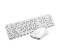 (White) 1 Set 1900 Wired Keyboard Punk Round Cap Mute Portable Computer USB Gaming Mouse for Desktop