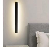 White 12W Led Wall Lamp - Modern Iron Wall Sconce with Astigmatism for Indoor Spaces, Long Strip Luminaire for Dining Room Decoration (3000K)(Black,Warm Light)/Black/White Light