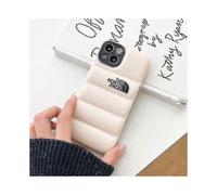 (white, 14pro Black lens) Winter Down Jacket 3d The Puffer Soft Cloth Phone Case ,3d Cute Shockproof Cover Case For Iphone 12 Promax/ 13 Promax