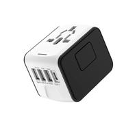 (white) 3.4/5A Universal Travel Adapter 3USB & Type-C Charger US/UK/EU/AU Plug Converter