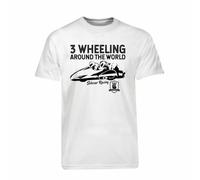 White 3 Wheeling T-Shirt Official 3 Wheeling Around The World Sidecar Racing Tee