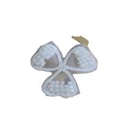 White 3D Flowers Beads Embroidery Lace Applique Trim Ribbon Collar Neckline Dress Clothes, Decorated Sewing Supplies, 4Pcs(Color6)