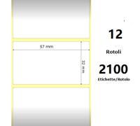 White 57x32mm, 2100Et/Rotolo Z-2000D 2.25x1.25x1Core,12Rolls
