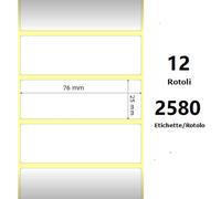 White 76x25mm, 2580 Et/Rotolo Z-2000D, 3x1x1 Core, 12 Rolls