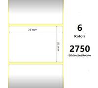 White 76x51mm, 2750 Et/Rotolo Z-2000D 3x2x3 Core,circonferenza 174mm