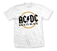 White AC/DC Back In Black Circle Logo autorizzato Uomo maglietta
