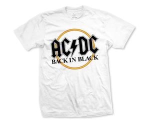 White AC/DC Back In Black Circle Logo autorizzato Uomo maglietta