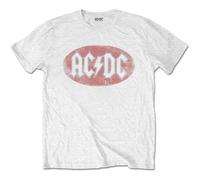 White Ac/Dc Oval Logo Vintage autorizzato Uomo maglietta
