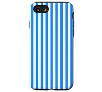 White and Blue Vertical Lines Cool Stripes Design Custodia per iPhone SE (2020) / 7/8