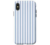 White and Blue Vertical Striped Line Pattern Custodia per iPhone X/XS