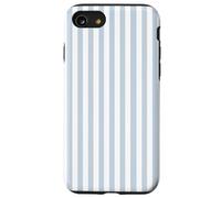 White and Light Blue Striped Geometric Line Pattern Custodia per iPhone SE (2020) / 7/8