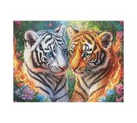 White And Orange Tiger Cubs in Fiery Jungle Puzzle 500 Pezzi Creativo Rompicapo Educativo Per Ragazzi Intelligenza E Creatività Idea Regalo Natale Per Figlio E Cugini 500 PCS