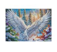 White Angel Wings Cloud Sky Puzzle 300 Pezzi Per Adulti in Cartone Rigido 3D Panoramico Per Viaggi E Vacanze Miglioramento Concentrazione Edizione Esclusiva Qualità 300 PCS（40x28cm）
