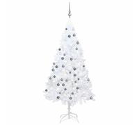 White Artificial Christmas Tree with s & Ornaments, 150 cm (5 piedi), larghezza 80 cm, 680 consigli, decorazione pre--Lit per interni ed interni, include supporto, Star Topper