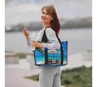 White Beach Tropical Sea Print Carry On Pernottamento Bag,Travel Duffel Bag,Personal Item Bag,per Viaggi, Palestra Sport Weekender, Nero , Taglia unica