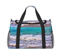 White Beach Tropical Sea Print Large Canvas Travel Duffel Bag Weekender Borse per le donne Borsa da notte Carry On Tote Bag, nero, Taglia unica