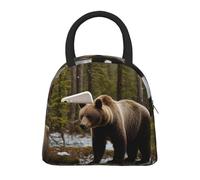 White Bear Brown Bear Print Fashion Pratica Borsa termica per il pranzo leggera Tote Scuola Picnic Escursioni