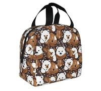 White Bear Brown Bear Stampa Pieghevole Isolato Lunch Bag Pasti Snack Bevande Ragazzi Ragazze Adolescenti Picnic
