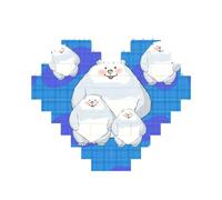 White Bear Family Print Building Brick Block Puzzle a forma di cuore per San Valentino, compleanno, matrimonio