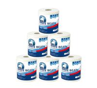 White Bear - Set di 6 Rotoli di Carta Assorbente Biodegradabile - 2 Strati - Ultra Resistente - 275 Fogli Pretagliati per Rotolo - Carta Assorbente e per Pulizia - Ideale per Cucina e Ufficio