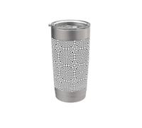 White Black Square Labyrinthine Spiral Op Art Pattern Bicchiere termico in acciaio inox doppia parete