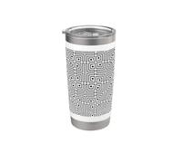 White Black Square Labyrinthine Spiral Op Art Pattern Bicchiere termico in acciaio inox doppia parete