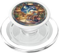 White Booktrovert Skeleton Librarian Book Reading Bookish PopSockets PopGrip per MagSafe