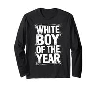 White Boy Of The Year Umorismo Ironic Bold Spruzzo Statement Maglia a Manica