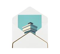 White Buildings, elegante biglietto di auguri pieghevole in carta perlata di alta qualità con bordo dorato, interno vuoto per messaggio personale, perfetto per Natale, compleanno, matrimonio e San