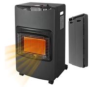 White by Brigros DA-201 Stufa A Gas Pieghevole, Infrarossi, Accensione Piezoelettrica, Adatta Per GPL/Butano/Propano, Vano Per Bombola A Gas Fino A 15 Kg, Sistema ODS, 4200 W, Nero