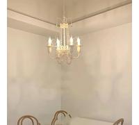 White Candle Pendant lamp For Cable Villa Living room Bedroom Dining table Stair Mid century Retro Luxury Crystal Chandelier E14