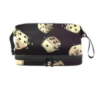 White Casino Dices - Trousse a doppio strato per cosmetici per donne e ragazze, borsa da viaggio per trucchi, pratica borsa organizer con scomparto per pennelli, Multi, 27x15x14 cm/10.6x5.9x5.5 in,