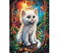 White Cat in Flowers Puzzle 300 Pezzi Rompicapo Per Ragazzi Wild Animals Fantasy Animal Gioco Educativo Sfida Intelligenza Creativa Idea Regalo Per Figlio A Natale 300 PCS