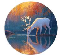 White Cervi Drinking Water in The Forest 1000pcs (67.5x67.5cm) - Puzzle Per Adulti GioGattotolo Fai-da-te