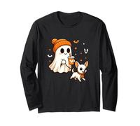 White Chihuahua Halloween Ghost Walking Chihuahua Dog Maglia a Manica