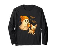 White Chihuahua Halloween Ghost Walking Chihuahua Dog Maglia a Manica