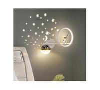 (white) Children's Room Wall Lamp Creative Astronaut Cartoon Astronaut Starry Sky Bedroom Bedside Lamp
