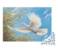 White Colomba, Flying Against Cielo Background Puzzle Sostenibili Con Motivi Per Adulti Da Gioco in Legno Di Alta Qualità 1000pcs (75x50cm)