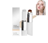White Color Changing Foundation Stick,Double-Headed Lightweight Foundation Stick,2-In-1 Dual Head Cover Cream With Brush,Hydrating Lightweight,Blur Pores Even Skin Tone For All Skin Types (Light)