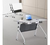 White Conference Room Tables, Folding Stackable Conference Table with Caster Wheels, 55.1L X 23.6W X 29.5H Inches Rectangle Modular Meeting Seminar Desk for Boardroom Office Classroom(2pcs)