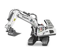(White) Construction Excavator Toy - Kids Toy Engineering Digger Truck, Remote Control Rechargable Hydraulic Car for Kids,100% New