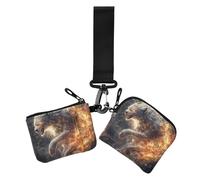 White Cool Flame Lion - Portafoglio doppio da donna, per biglietti da visita, piccolo, staccabile, con tasca con cerniera, per donna, 2 pezzi, Leone bianco fiamma fredda, 1 size, Casual
