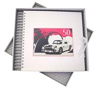 WHITE COTTON CARDS 50esimo Compleanno, e Memory Book Classic, Auto, Bianco