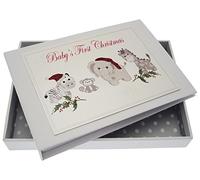 White Cotton Cards Baby' s first Christmas Silver giocattoli piccolo album