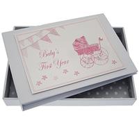White Cotton Cards Baby' s first year piccolo album (rosa carrozzina e bandierine)