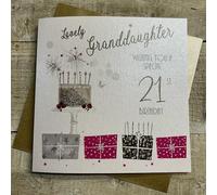 WHITE COTTON CARDS-Biglietto d'auguri per 21 Anni, Happy Birthday Granddaughter (Fatto a Mano, Colore: Rosa