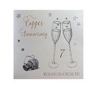 WHITE COTTON CARDS Biglietto di Auguri Fatto a Mano con Scritta Copper Anniversary with Love On Your Special Day, WA7, Bianco, 16cm x 16cm
