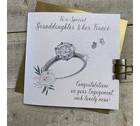 WHITE COTTON CARDS Biglietto di fidanzamento ad anello, per nonna, fidanzato, rifinito a mano (D45)