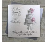 WHITE COTTON CARDS Biglietto Grande To a Special Daughter Son-in-Law Wishing You Love, Health And Happiness, Fatto a Mano, Bianco, XMPD5